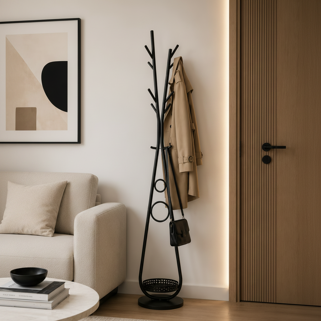 Long porte manteau sur pied stable