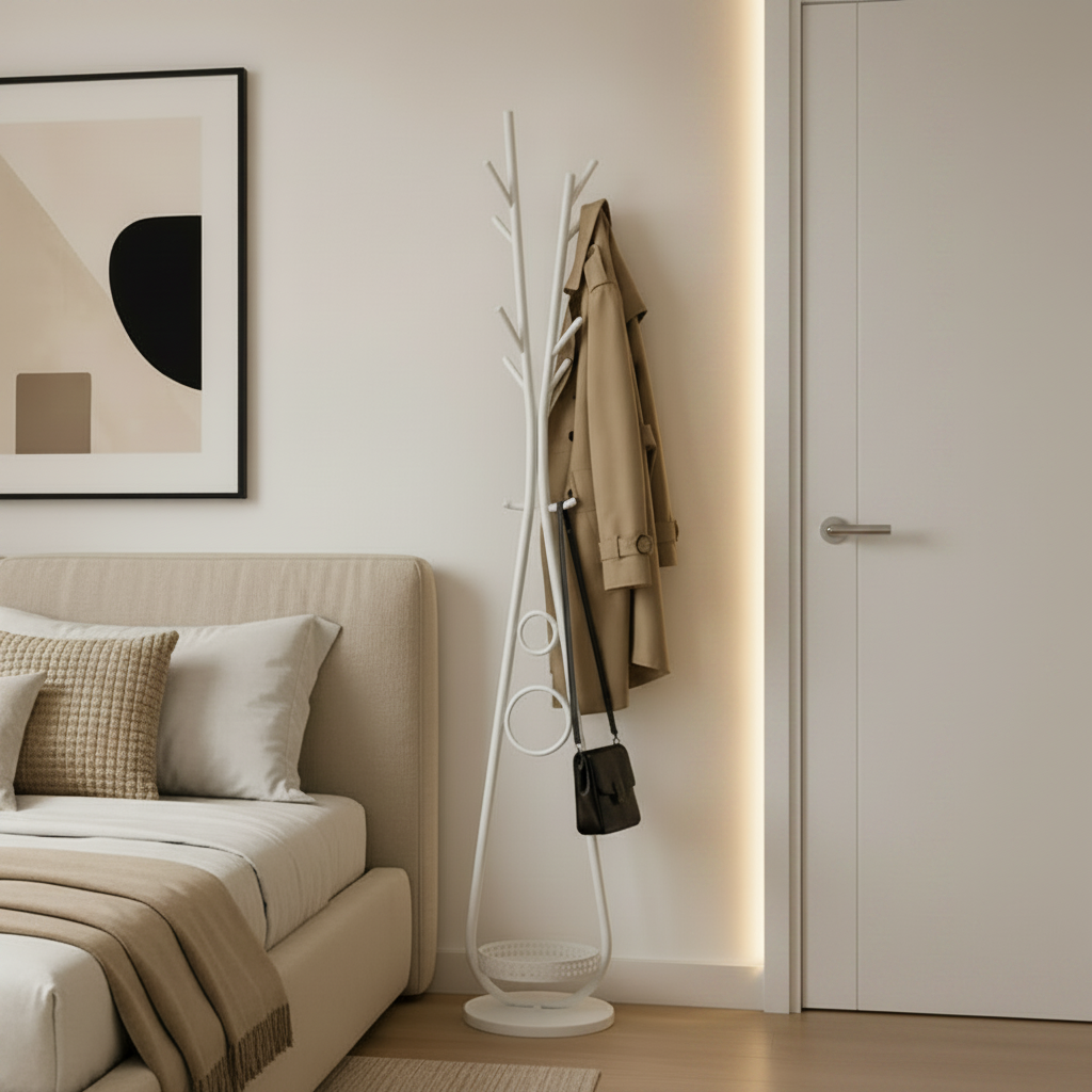 Long porte manteau sur pied stable