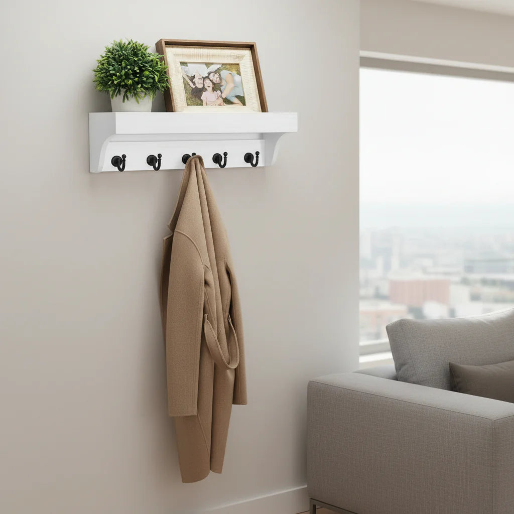 Porte manteau en bois blanc VELOOMM