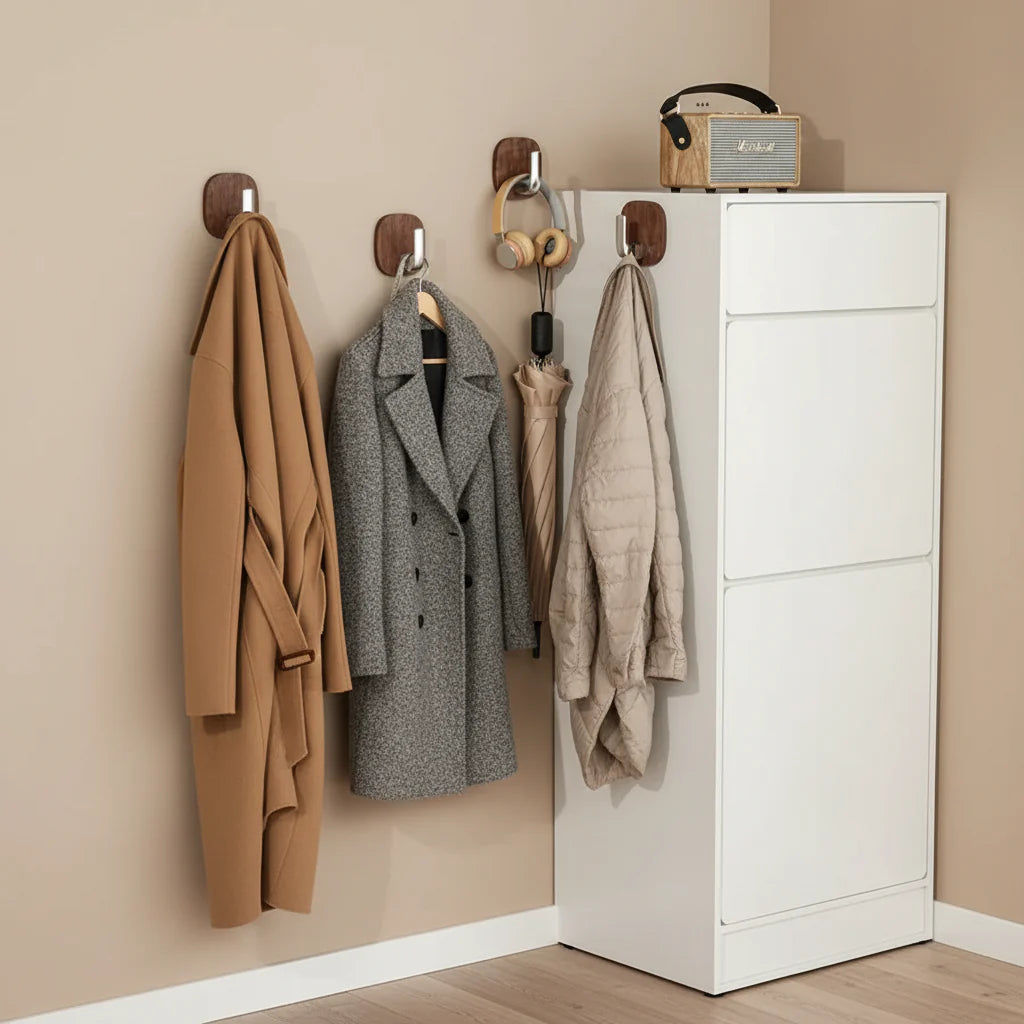 4 porte manteau mural en bois vintage VELOOMM