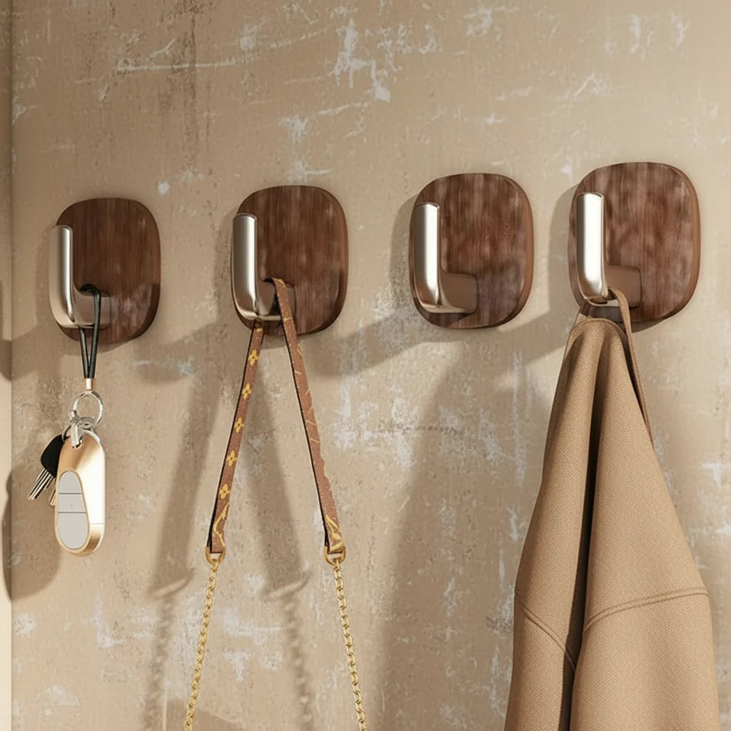 4 porte manteau mural en bois vintage